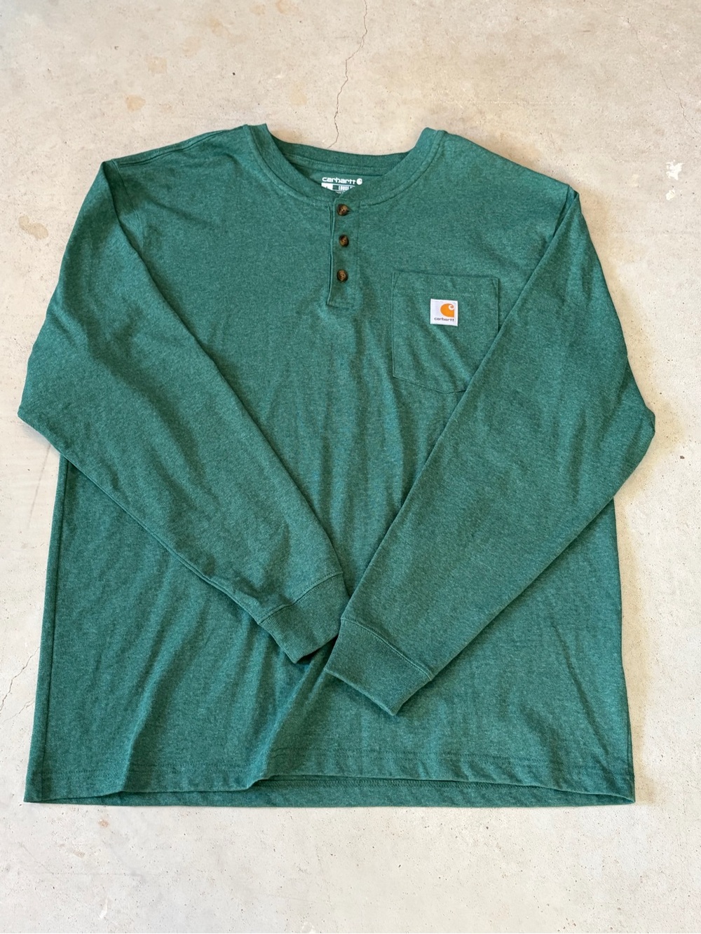 Carhartt Loose Fit Long Sleeve Henley Pocket Shirt Large
